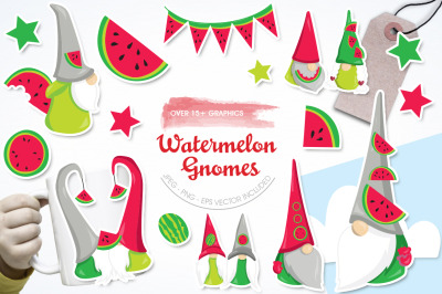 Watermelon Gnomes graphic and illustration