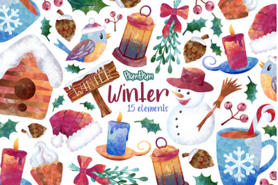 Winter Watercolor Cliparts