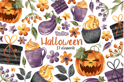 Halloween Watercolor Cliparts