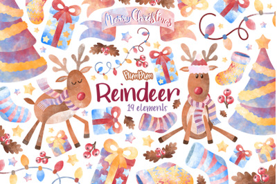Reindeer Watercolor Cliparts