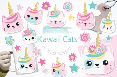 Kawaii Cats graphic and illustration