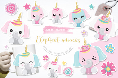 Elephant Unicorn graphics and illustration