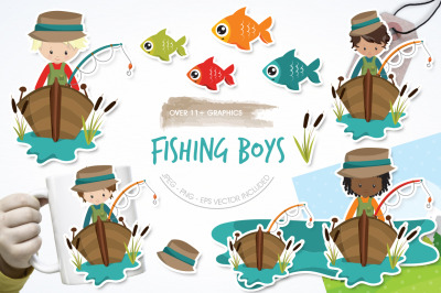 Fishing Boys graphic and illustration