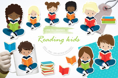 Reading Kids graphic and illustration