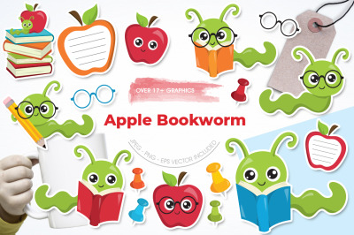 Apple Bookworm graphic and illustration