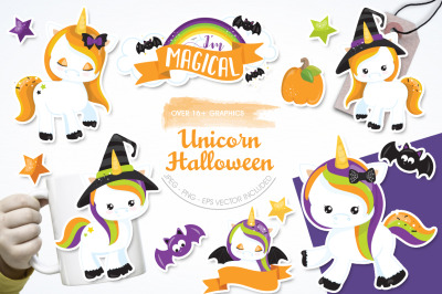 Halloween Unicorn graphic and illustration