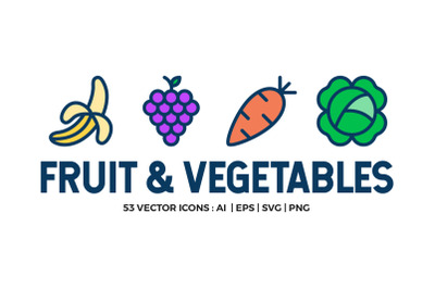 Fruit and Vegetables Icon Set