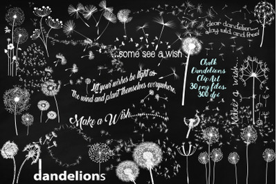 Chalk Dandelions and Overlays Clip Art