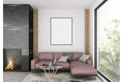 Interior scene - artwork background - frame mockup