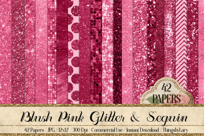 42 Blush Pink Princess Baby Glitter Sequin Digital Papers