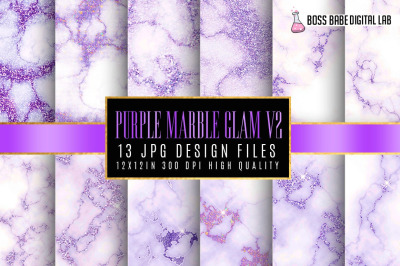 Purple Glam Marble Digital Papers Volume 2