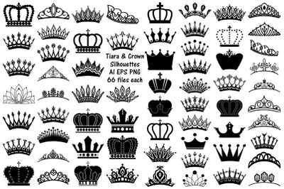 Tiara and Crown Silhouettes AI EPS PNG
