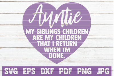 Auntie Heart SVG Cut File