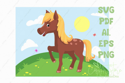 Horse SVG download, baby horse PNG illustration, Cute baby animal Cut