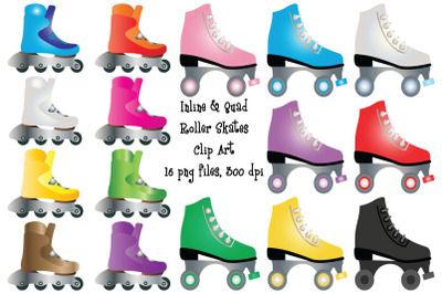 Inline and Quad Roller Skate Clip Art