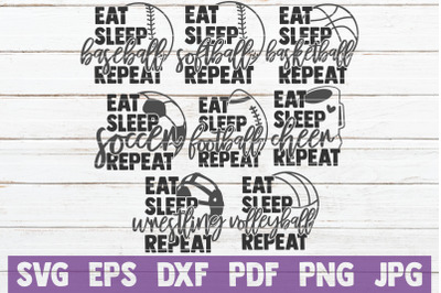 Eat Sleep Sport Repeat SVG Bundle | SVG Cut Files