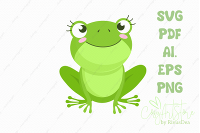 Frog SVG, cute frog PNG, Cute baby animal Cut file, Cute frog