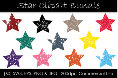 Stars SVG Bundle - Grunge Star Clip Art