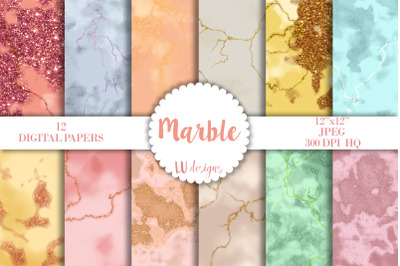 Marble Digital Papers, Glitter Marble Textures, Marble Backgrounds