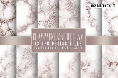 Champagne Glam marble digital paper