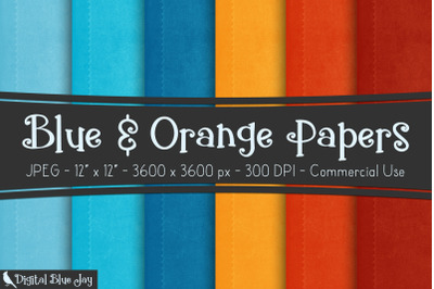 Blue &amp; Orange Digital Papers