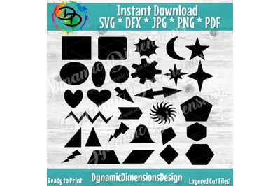 Shape Clipart Bundle, Shape svg, Heart svg, Star SVG, Square svg, bolt