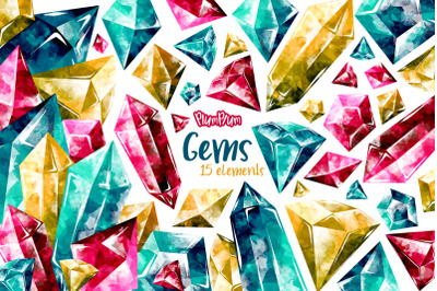 Gems Watercolor Cliparts