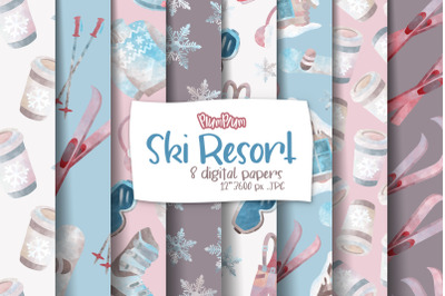 Skiing Digital Papers
