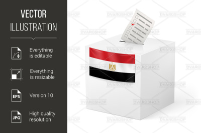 Ballot box with voting paper. Egypt