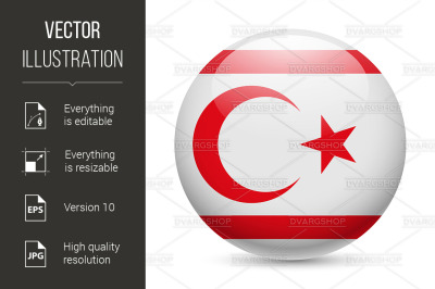 Round glossy icon of Northern Cyprus