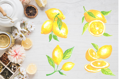 Hand painted watercolor lemons