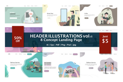 8 Concept Landing Page Vol. 1