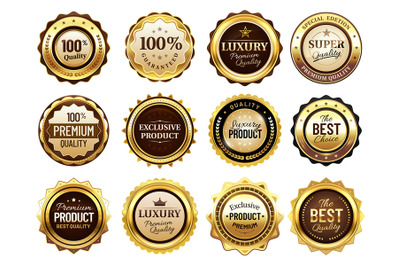 Luxury golden badges. Premium quality stamp, gold labels and best offe