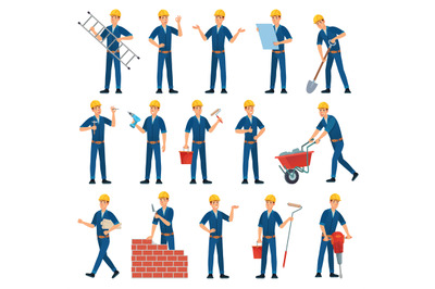 Cartoon worker character. Technician workers, builder and mechanic. Ma