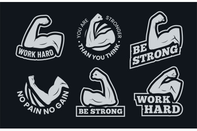 Powerful biceps muscle inspirational quotes. Be strong, work hard arm