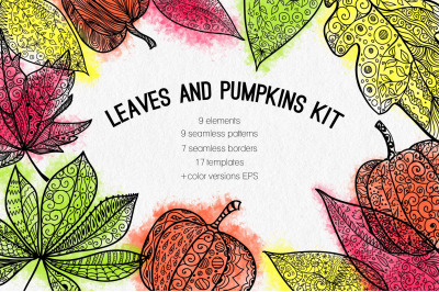 Leaves and pumpkins kit EPS