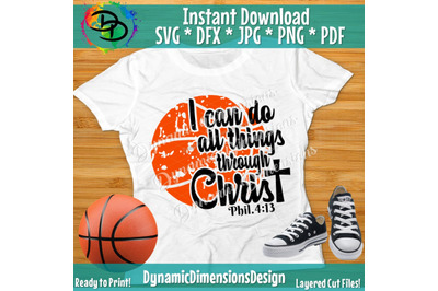 Basketball Svg, Basketball Mom Svg, I can do all things through christ