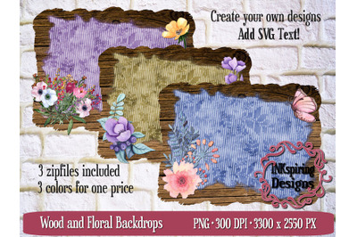 Wood and Floral Backdrops 1