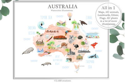 Australia. Watercolor map creator
