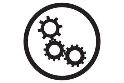 Cogwheel gear mechanism icon black white vector