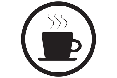 Tea and coffee cup icon black white