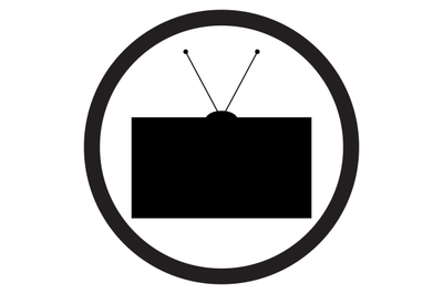 Tv icon black white vector