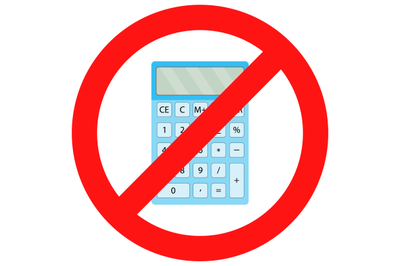 Ban calculator icon flat