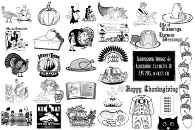 Thanksgiving Vintage and Illustrative Vector and PNG