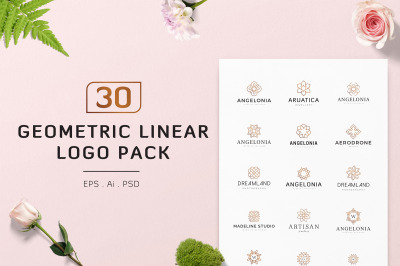 30 Geometric Linear Logo Pack