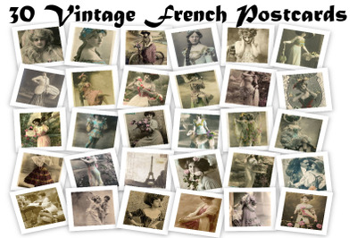 30 Vintage French Postcard Art Images Commercial Use