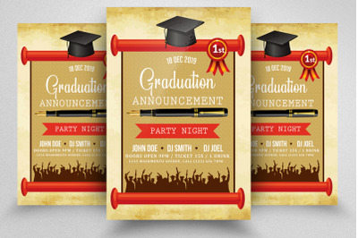 Graduation Announcement Party Night Flyer