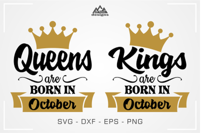 Born In October_King_Queen Svg Design