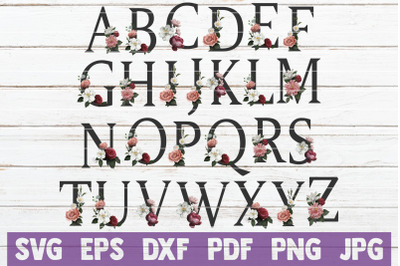 Watercolor Floral Alphabet SVG Cut File