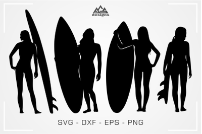 Surf Girl Sillhoutte Svg Design